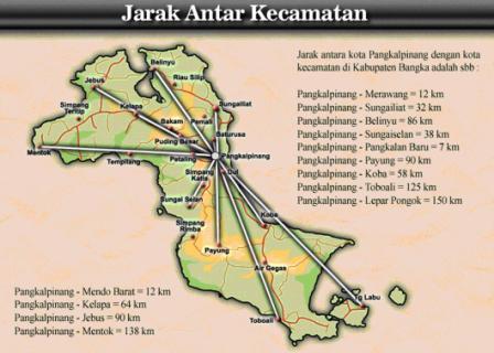 Image result for Peta Jarak Antar Kecamatan Bangka